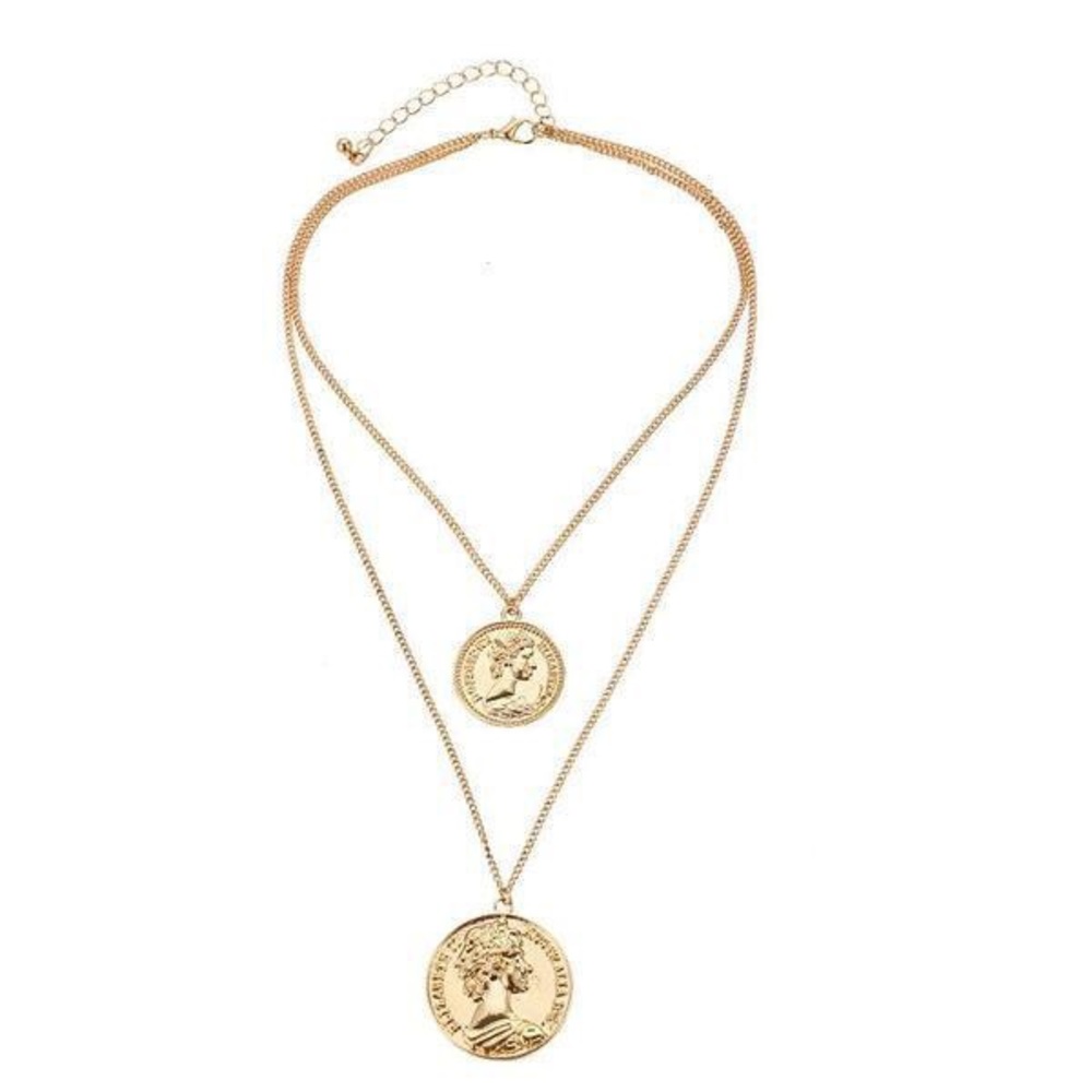 Double Layered Vintage Coins Necklace - Picture 4 of 5